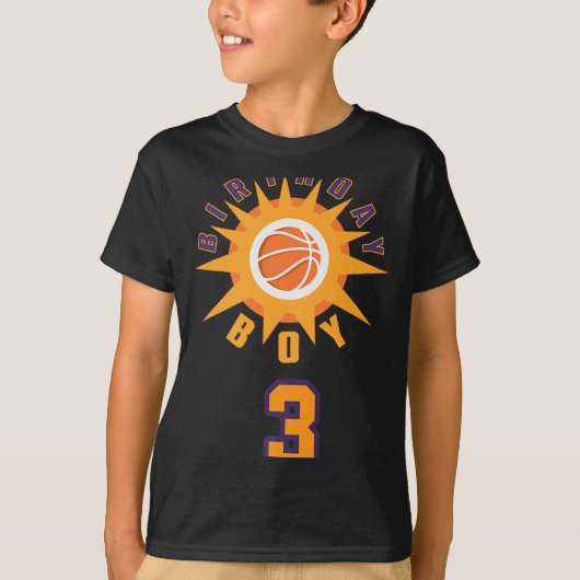 Orange Basketball With Sunbeam 3 Years Old Birthda Tシャツ (正面)
