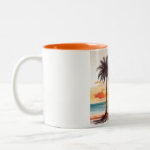 Orange Beach Sketch Mug - Vibrant Coastal Charm ツートーンマグカップ (左)