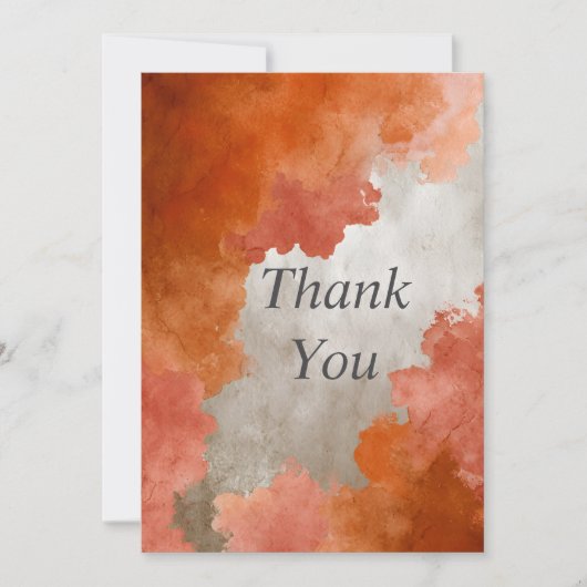 Orange & Beige Abstract Thank You Card 招待状 (正面)