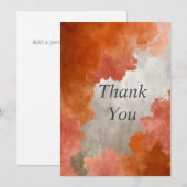 Orange & Beige Abstract Thank You Card 招待状 (正面/裏面)