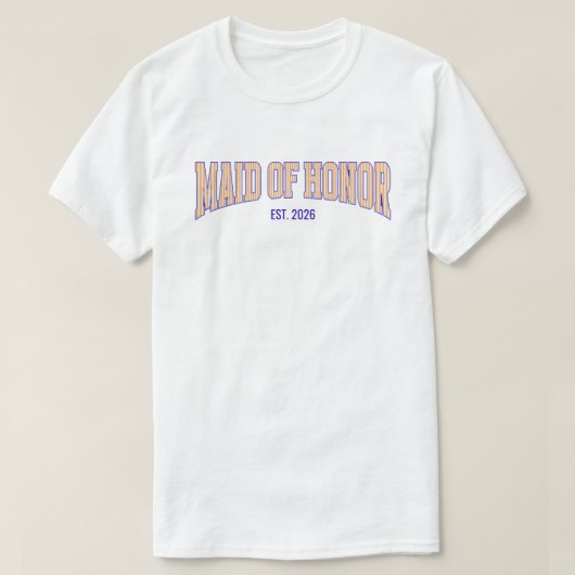 Orange + Beige Stripe Navy MAID OF HONOR  Tシャツ (デザイン正面)