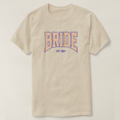 Orange + Beige Stripe Navy Varsity BRIDE Tシャツ (デザイン正面)