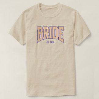 Orange + Beige Stripe Navy Varsity BRIDE Tシャツ