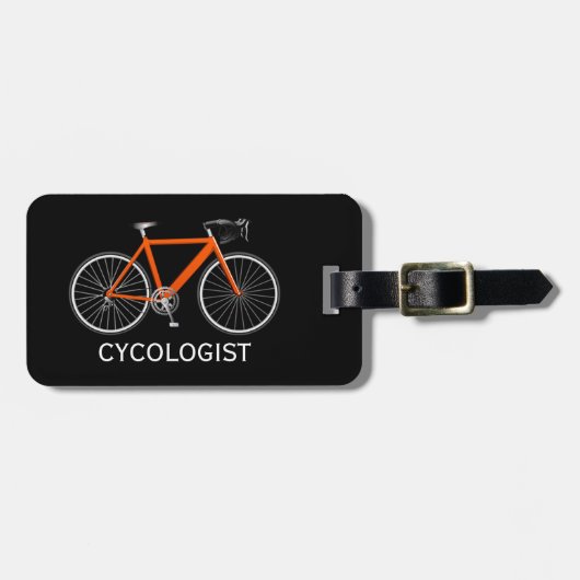 Orange Bicycle On Black ラゲッジタグ (正面横)