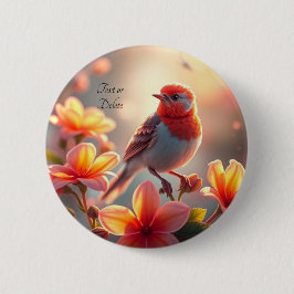 Orange Bird Floral Button 缶バッジ