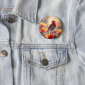Orange Bird Floral Button 缶バッジ (インサイチュ)