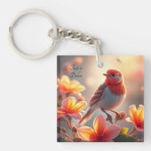 Orange Bird Floral Keychain キーホルダー (正面)