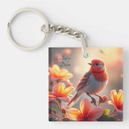 Orange Bird Floral Keychain キーホルダー
