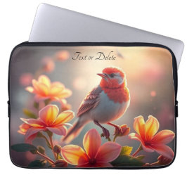 Orange Bird Floral Laptop Sleeve ラップトップスリーブ