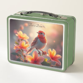 Orange Bird Floral Lunchbox メタルランチボックス