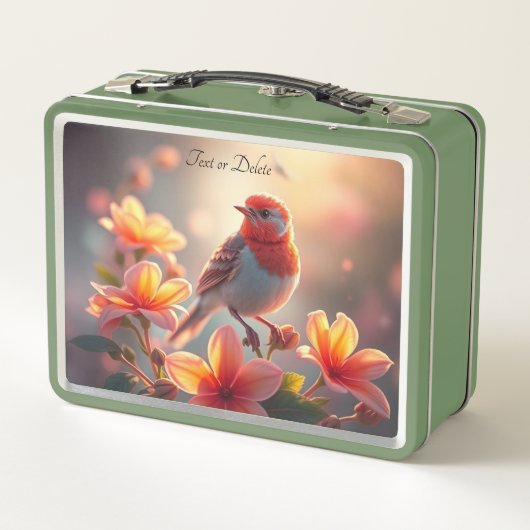 Orange Bird Floral Lunchbox メタルランチボックス (裏面)