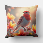 Orange Bird Floral Throw Pillow クッション (裏面)