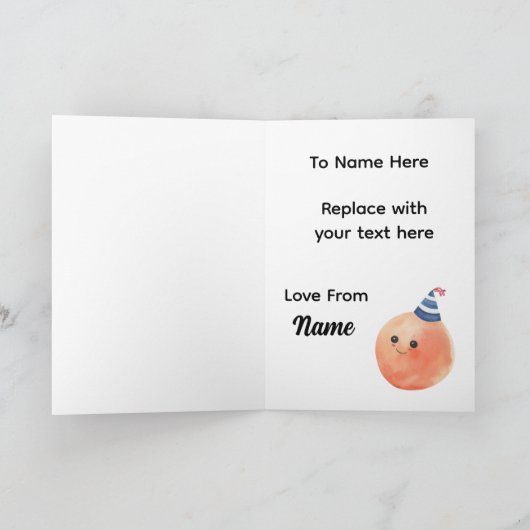 Orange Birthday Card – Let’s Squeeze in Some Fun カード (内部)