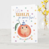 Orange Birthday Card – Let’s Squeeze in Some Fun カード (黄色い花)