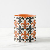 Orange Black Baroque Fleur-de-lis Pattern Design  マグカップ (中央)