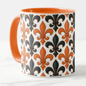 Orange Black Baroque Fleur-de-lis Pattern Design  マグカップ