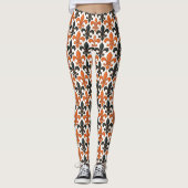 Orange Black Baroque Fleur-de-lis Pattern Design  レギンス (正面)