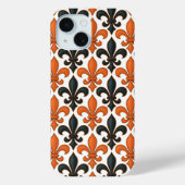 Orange Black Baroque Fleur-de-lis Pattern Design  Case-Mate iPhoneケース (裏面)