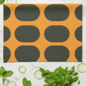 Orange Black Circles キッチンタオル (折り畳み)