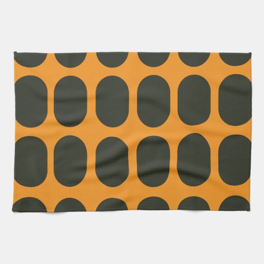 Orange Black Circles キッチンタオル (横)