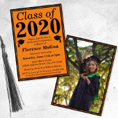 Orange Black Class of 2024 Graduation Photo 招待状