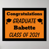 Orange Black Congratulations Graduation ポスター (正面)