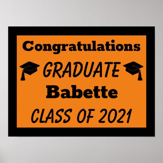 Orange Black Congratulations Graduation ポスター (正面)