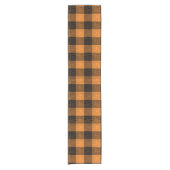  Orange Black Crosshatch Buffalo Check ショートテーブルランナー (正面)