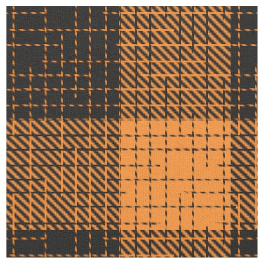  Orange Black Crosshatch Buffalo Check ファブリック (クローズアップ)