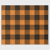  Orange Black Crosshatch Buffalo Check ラッピングペーパー (フラット)