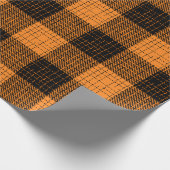 Orange Black Crosshatch Buffalo Check ラッピングペーパー (角)