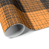  Orange Black Crosshatch Buffalo Check ラッピングペーパー (ロールコーナー)