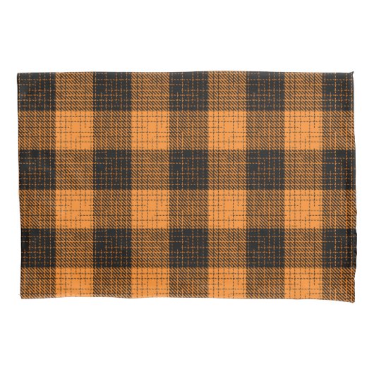  Orange Black Crosshatch Buffalo Check 枕カバー (正面)