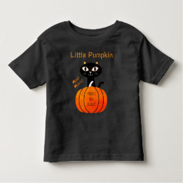 Orange & Black Cute Spooky Cat Pumpkin Halloween トドラーTシャツ
