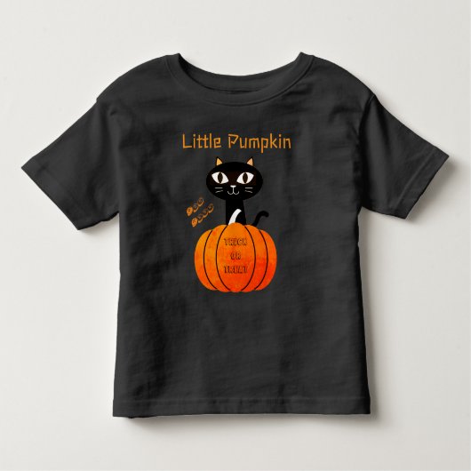 Orange & Black Cute Spooky Cat Pumpkin Halloween トドラーTシャツ (正面)