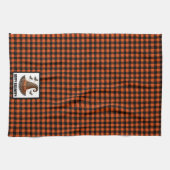 Orange & Black Gingham Halloween Witch Hat & Bats キッチンタオル (横)
