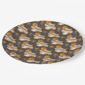 ORANGE BLACK GRAY HAPPY HALLOWEEN PUMPKINS ペーパープレート (アングル)