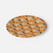 ORANGE BLACK GRAY HAPPY HALLOWEEN PUMPKINS ペーパープレート (アングル)