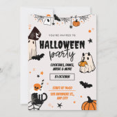 Orange Black Halloween Party Invitation 招待状 (正面)