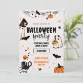 Orange Black Halloween Party Invitation 招待状 (スタンド正面)