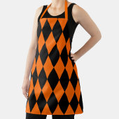 Orange Black Harlequin Diamonds Checkers Design  エプロン