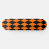 Orange Black Harlequin Diamonds Checkers Design  スケートボード (横)