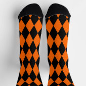 Orange Black Harlequin Diamonds Checkers Design  ソックス (上部)