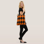 Orange Black Harlequin Diamonds Checkers Design  トートバッグ (モデル)