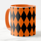 Orange Black Harlequin Diamonds Checkers Design  マグカップ