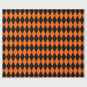 Orange Black Harlequin Diamonds Checkers Design  ラッピングペーパー (フラット)