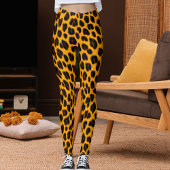 Orange Black Leopard Skin Safari Fun Pattern Print レギンス