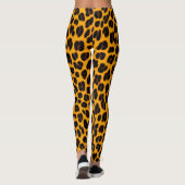 Orange Black Leopard Skin Safari Fun Pattern Print レギンス (裏面)