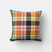 Orange Black Multicolour Flannel Plaid Tartan クッション (正面)