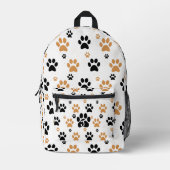 Orange Black Paw Print Pattern プリントバックパック (正面)